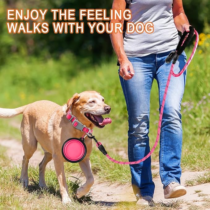 BARKBAY Dog Leashes for Large Dogs Heavy Duty Dog Leash 4/5/6 FT with Comfortable Padded Handle and Highly Reflective Threads for Medium Large Dogs Walking Training Running (6FT-1/2'',Pink)