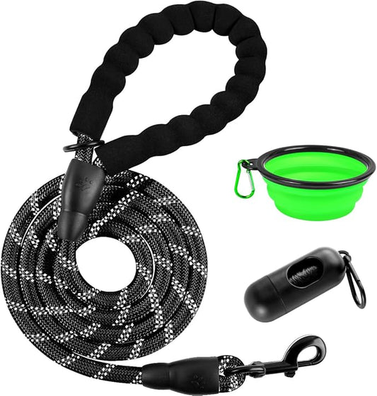 BARKBAY Dog Leashes for Large Dogs Heavy Duty Dog Leash 4/5/6 FT with Comfortable Padded Handle and Highly Reflective Threads for Medium Large Dogs Walking Training Running (6FT-1/2'',Black)