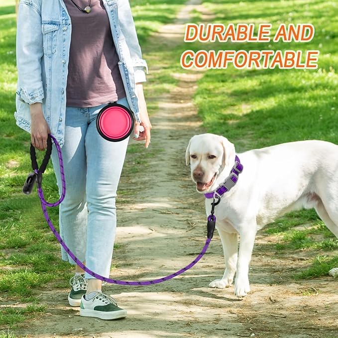 BARKBAY Dog Leashes for Large Dogs Heavy Duty Dog Leash 4/5/6 FT with Comfortable Padded Handle and Highly Reflective Threads for Medium Large Dogs Walking Training Running (6FT-1/2'',Purple)