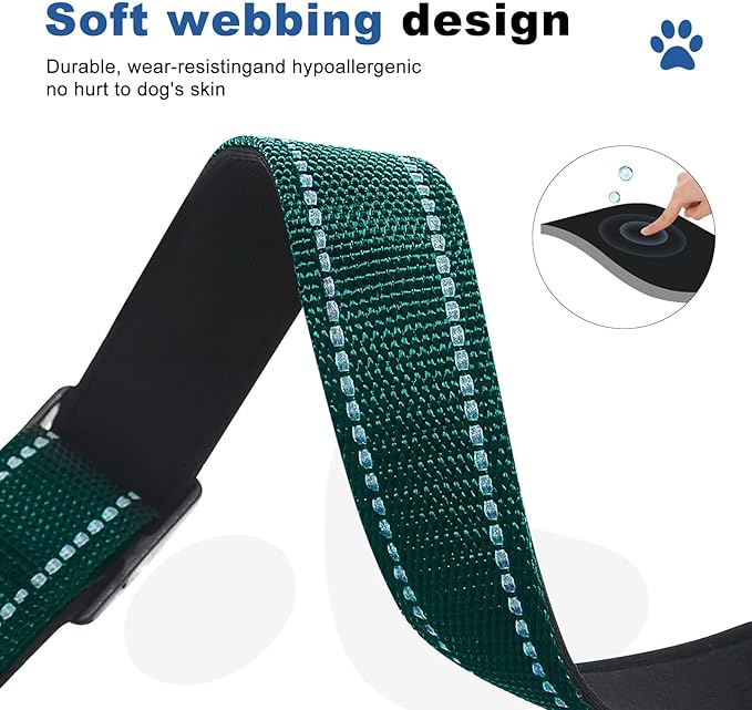 Reflective Martingale Dog Collars. Dog Collar with Quick Release Buckle. Adjustable Soft Padded Breathable Nylon Pet Collar Suitable for Puppies for Small Medium Large Dogs.