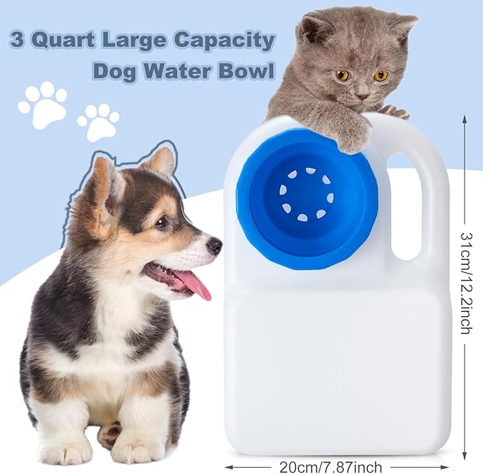 2 Pcs 3 Quart Dog Travel Water Bowl Portable Pet No Spill Water Bowl for Pet Dispenser for Small Large Dogs Cats Camping Hiking
