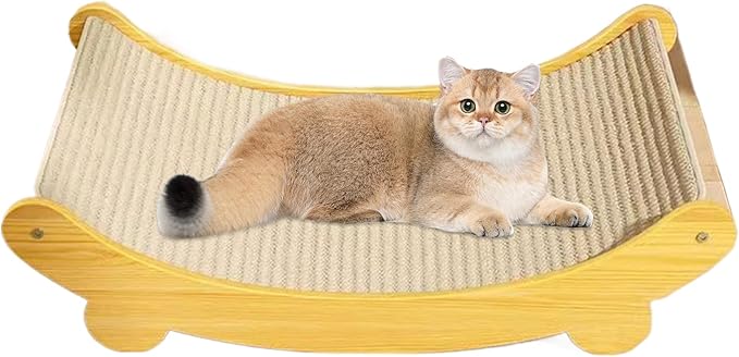 Cat Scratch Bed 2 in 1 Sisal Cat Scratching Board Curved Scratcher Dampproof Sturdy Scratch Resistant Easy Assembly Scratchers for Indoor Cats, S