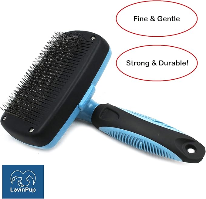 Dog Slicker Brush, Self Cleaning, Shedding and Grooming Tool for Pets, Best Dog Brush with Easily Retractable Bristles to Remove Hair Instantly