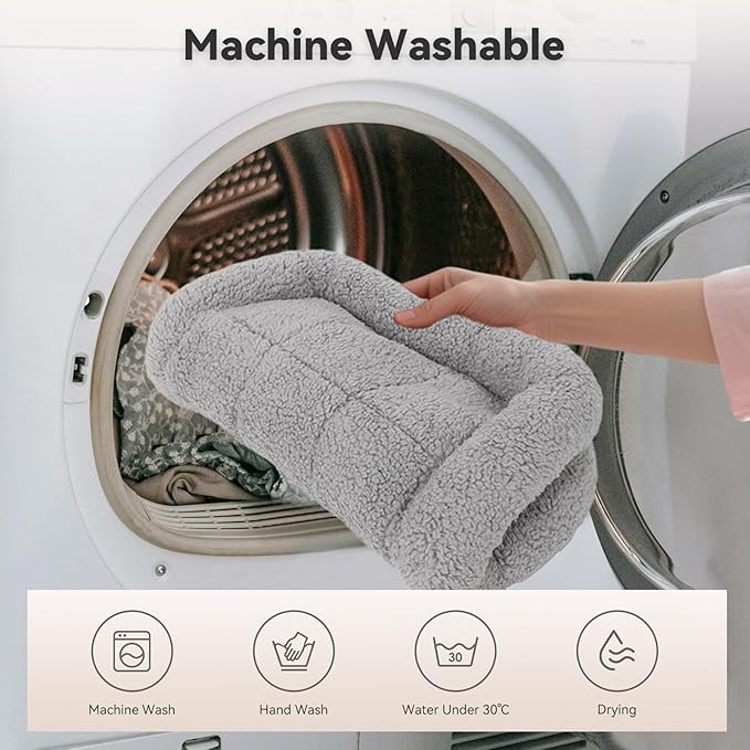 PETLESO Cat Bed Mat with Surrounding Pillow, 22" x 16" Plush Cushion for Small to Meidum Dogs & Cats Sleeping, Indoor Pet Beds Furniture Carrier Crate Anti Skid Pad, Washable, Medium