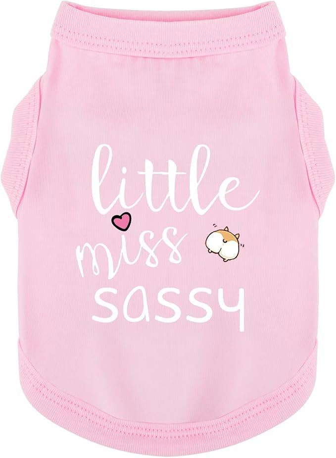 Paiaite Dog Clothes Fashionable Sleeveless Pet Vest: 'Little Miss Sassy' Printed Cotton Dog Shirt, Ideal for Small, Medium, and Large Breeds, Ensuring Comfort and Breathability Pink XL