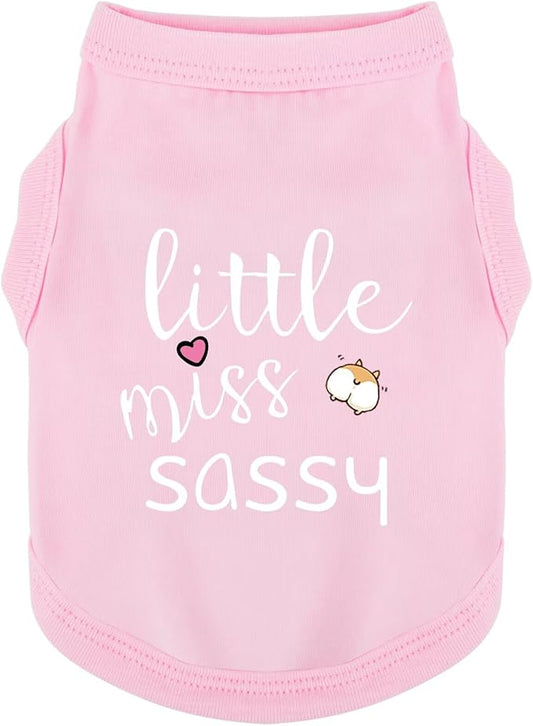 Paiaite Dog Clothes Fashionable Sleeveless Pet Vest: 'Little Miss Sassy' Printed Cotton Dog Shirt, Ideal for Small, Medium, and Large Breeds, Ensuring Comfort and Breathability Pink M