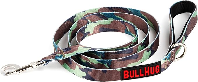 BULLHUG 6 FT Bulldog Leash With Padded Handle - Perfect for French Bulldogs, Pugs & All Breeds - Walking and Training Lead (Army Camouflage)