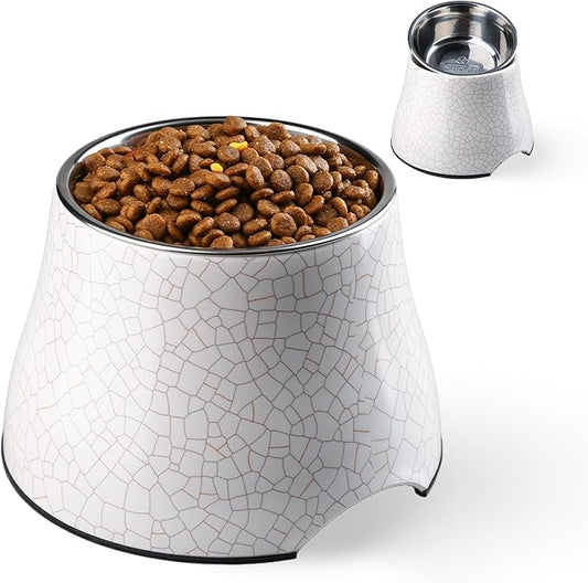 Elevated Dog Bowls with Stainless Steel Bowl, Prevention of Vertebrae Disease Dog Food Bowl, Non-Slip and High Capacity Pet Bowls Crackle Design S/1 Cup