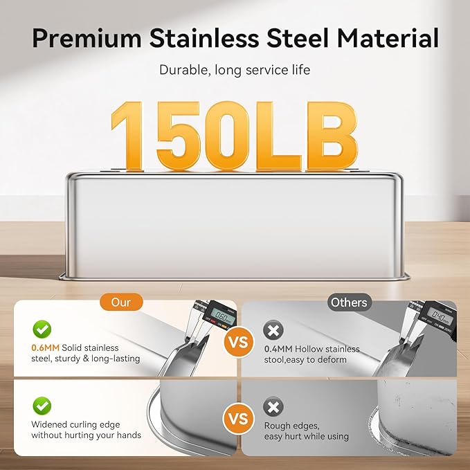 Extra Large Stainless Steel Cat Litter Box with Lid – Large Capacity for Big & Multiple Cats, Anti-Leakage, Non-Stick Surface for Easy Cleaning, Odor-Resistant, Include Scoop