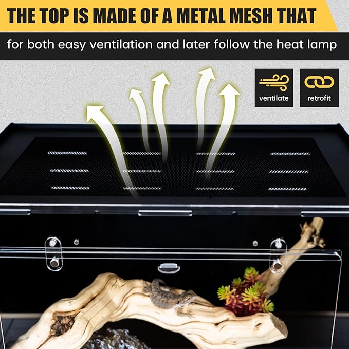 10 Gallon Reptile Tank – Reptile Enclosure for Leopard Geckos, Snakes & Bearded Dragons – Lizard Tank, Hermit Crab & Gecko Habitat