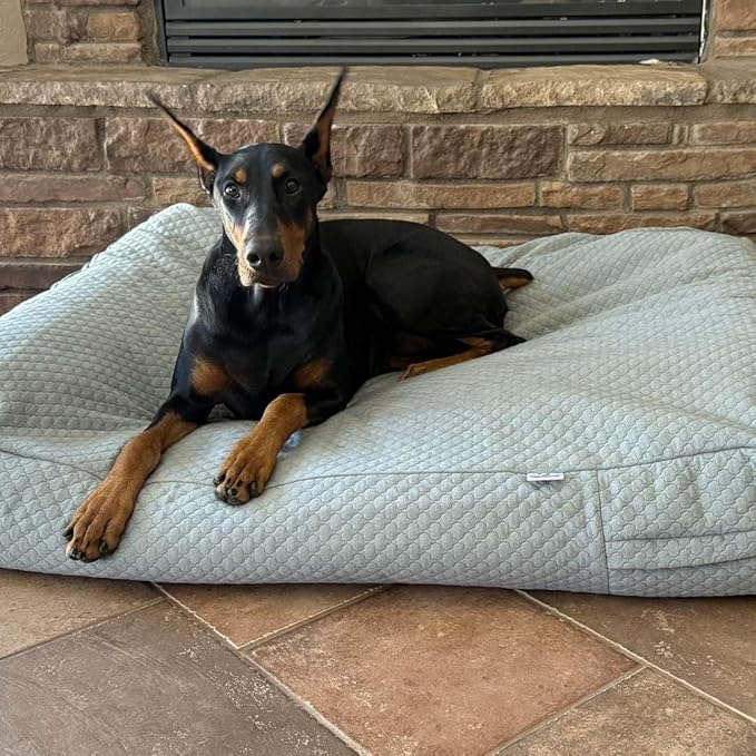 4Knines Luxury Dog Bed Cover – Waterproof Cover for Dog Bed – Heavy Duty Quilted Material – Durable, Machine Washable – USA Based Brand – Large (Fog)