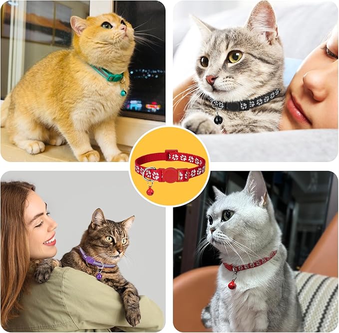 Taglory Kitten Collar Breakaway with Bell, 2 Pack Girl Boy Pet Kitten Collar Adjustable 6-8 Inch for 2-6 Months Cat, NavyBlue