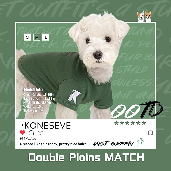 Koneseve Dog Shirt Soft Cotton Stretchy Clothes for Medium Large Dogs 2-Pack Rust & Mist Green 4XL