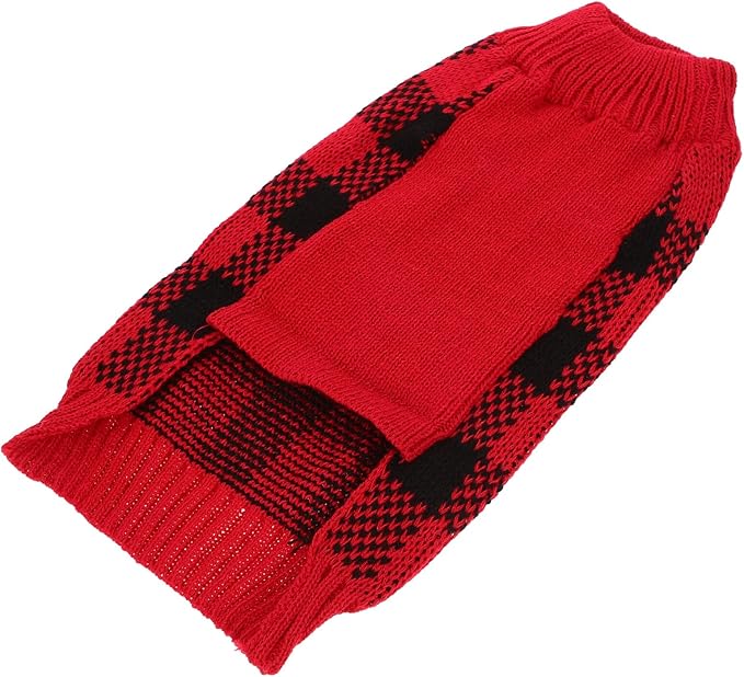 DOITOOL Plaid Dog Sweater Small Medium Warm Knitted Turtleneck Pet Clothes for Winter Keeping Cats and Dogs Cozy Stylish Puppy Pullover with Flexible Material