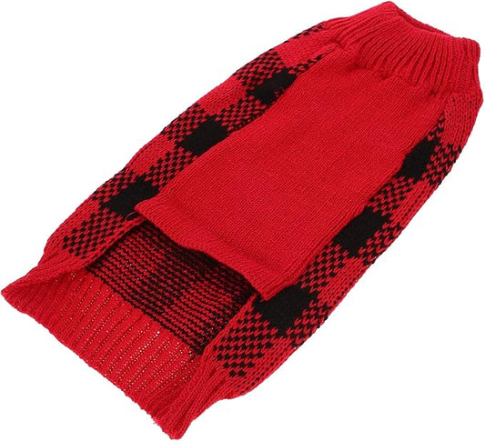 DOITOOL Plaid Dog Sweater Small Medium Warm Knitted Turtleneck Pet Clothes for Winter Keeping Cats and Dogs Cozy Stylish Puppy Pullover with Flexible Material