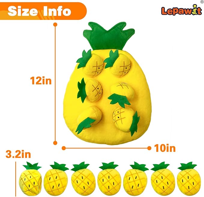 Hide and Seek Dog Toys, Squeaky Interactive Puzzle Dog Toys for Boredom and Stimulation, Dog Enrichment Toys for Small and Medium Dogs (Pineapples, Pack of 7)