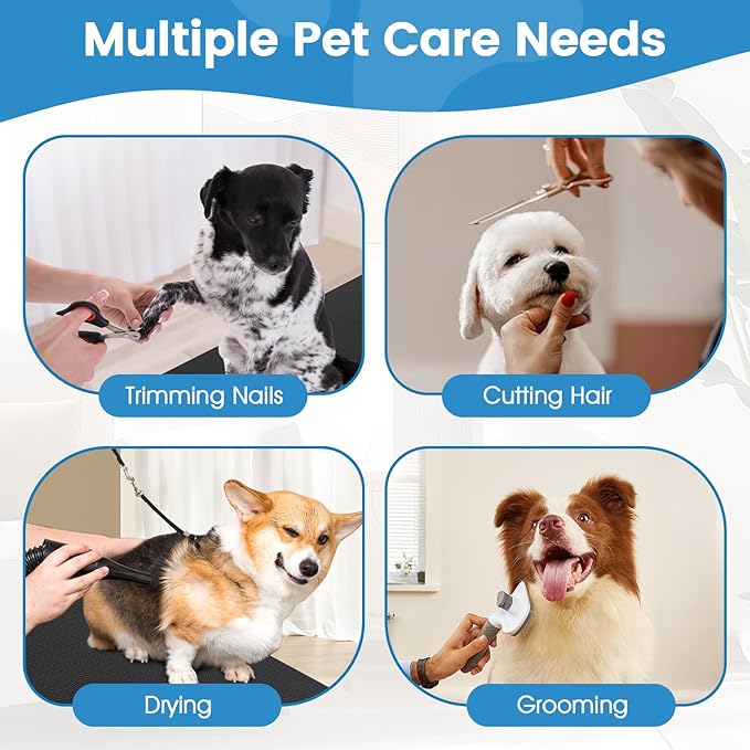 PETSITE 47 Inch Large Dog Grooming Table, Adjustable Pet Grooming Stand with Arms, Nooses, Mesh Tray, Foldable Pet Station at Home, 330 lbs Weight Capacity, Ideal for Dogs of All Ages, Black