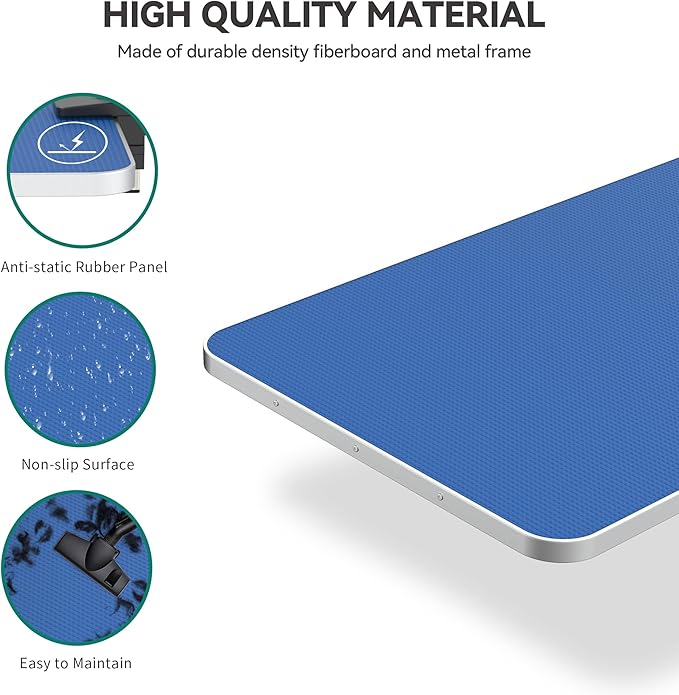 YITAHOME 46" Dog Grooming Table, Foldable Home Pet Bathing Station Table with Adjustable Arm, Non-Slip Desktop, Storage Tray& Noose, Blue