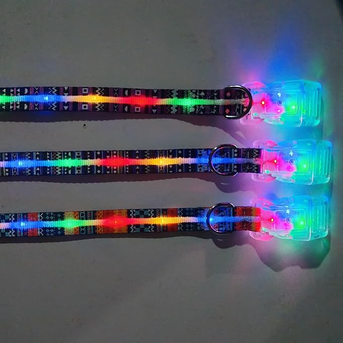 Light Up Dog Collars,LED Dog Collar Rechargeable Waterproof,2-in-1 Buckle Type Glow Collar for Medium Large Dogs- M(10-17 * 0.98 inch can be Crop)