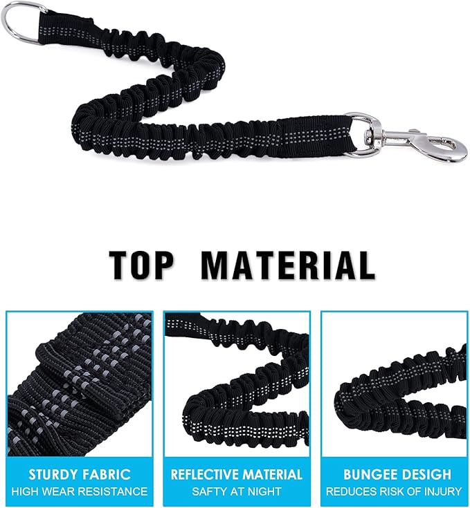 Long Dog Leash with Reflective Threads 15FT 20FT 30FT 50FT,Heavy Duty Bungee Dog Leashes for Small Medium Large Breed Dogs,Shock Absorbing Training Leash for Walking,Hunting,Camping&Yard