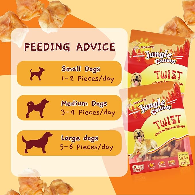 Jungle Calling Chicken Wrapped Banana Dog Treats – Healthy Low-Fat, Grain-Free Training Snacks with Natural Fiber for Small and Medium Dogs, 10.6 oz