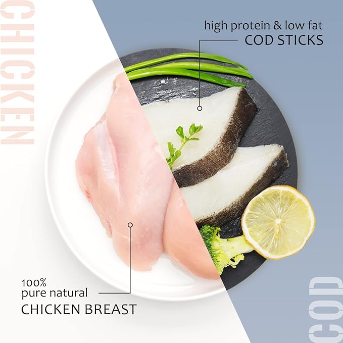 ASMPET Dog Treats Chews, Chicken Wrapped Cod Sticks, Rawhide Free & Grain Free Dog Snacks for Training Rewards (16 pcs,10.6 oz)