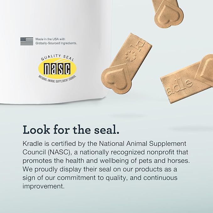 Kradle Chillers Hard Chews for Dogs - Ashwaganda GABA L-Theanine - Supports a Calm Demeanor - 6 Hard Chews