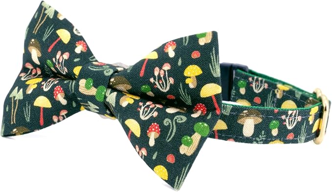 Ultra Joys Cat Collar with Bells - Breakaway for Kittens & Adults - Boy & Girl Cat Collars - Bowtie Mushroom Small