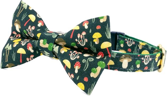 Ultra Joys Cat Collar with Bells - Breakaway for Kittens & Adults - Boy & Girl Cat Collars - Bowtie Mushroom Small