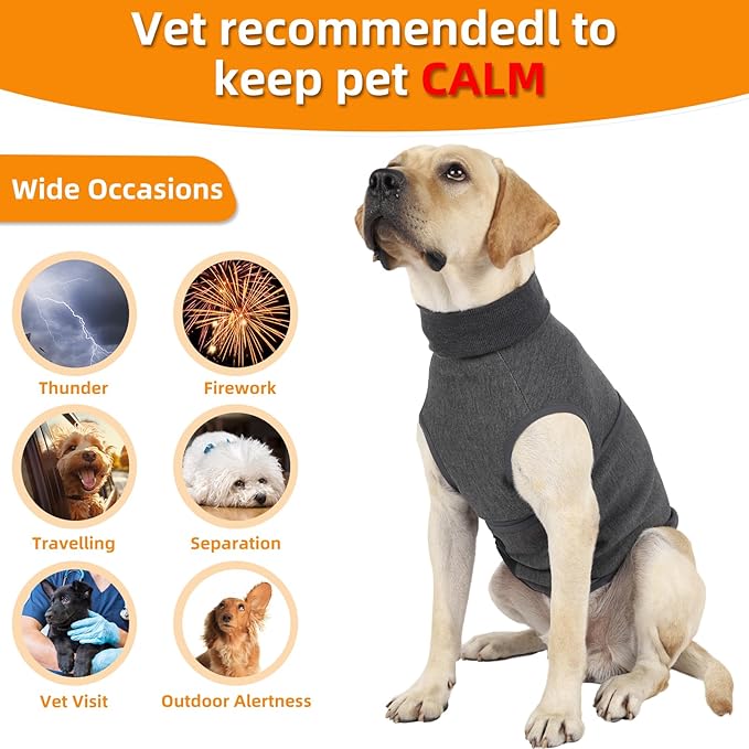 Dog Anxiety Vest, Skin-Friendly Thunder Jacket for Dogs, Dog Calming Shirt for Thunder, Fireworks, Vet Visits and Separation - Keep Pet Calm Without Medicine & Training, Anti Anxiety for Dogs
