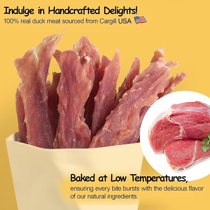 ASMPET Duck Jerky Tender Dog Treats, Made with 100% Real Duck Breast, High Protein & Low Fat, No Artificial Colors