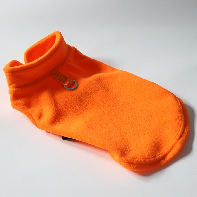 JACKO & CO - Fleece Vest Dog Sweater with Leash Ring - Soft, Warm & Lightweight Pullover Coat for Small & Medium Dogs, Puppies & Cats - Cozy Fall/Winter/Spring Pet Jacket (Pumpkin, XX-Large 25-35lbs)
