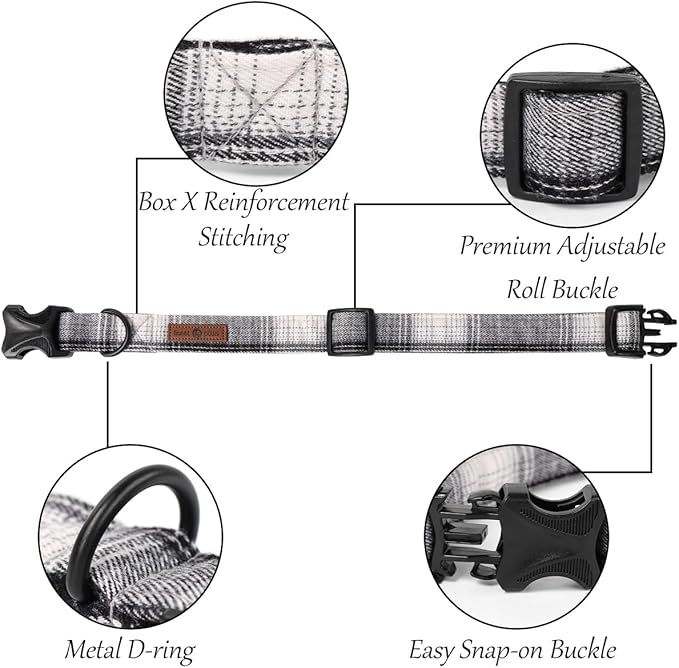 Lionet Paws Gird Dog Collar with Plastic Buckle, Cotton Fall Winter Bowtie Collar, Light Adjustable Collars for Small Medium Large Dogs