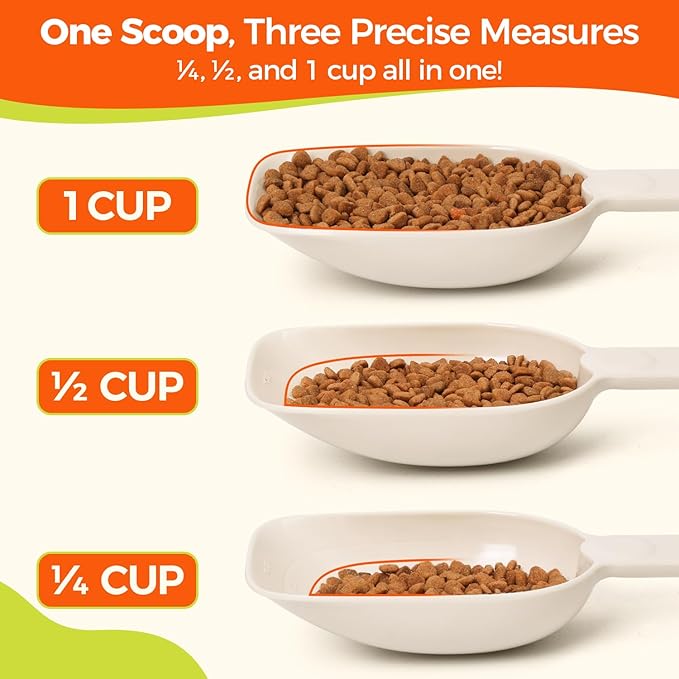 Dog Food Scoop 1 Cup, One Cup Measuring Cup, Food-Grade Melamine Pet Food Scoop, Durable 1 Cup Scoop with Precise Markings, BPA-Free & Dishwasher Safe (White, 8oz)
