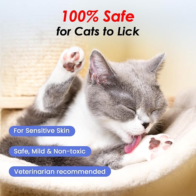 Cat Waterless Shampoo - No Rinse Formula for Quick Clean Between Baths, Hypoallergenic & Detangling, Reduce Itchy Skin Shedding & Odor Control,Vet-Recommended for Kittens/Senior Cats