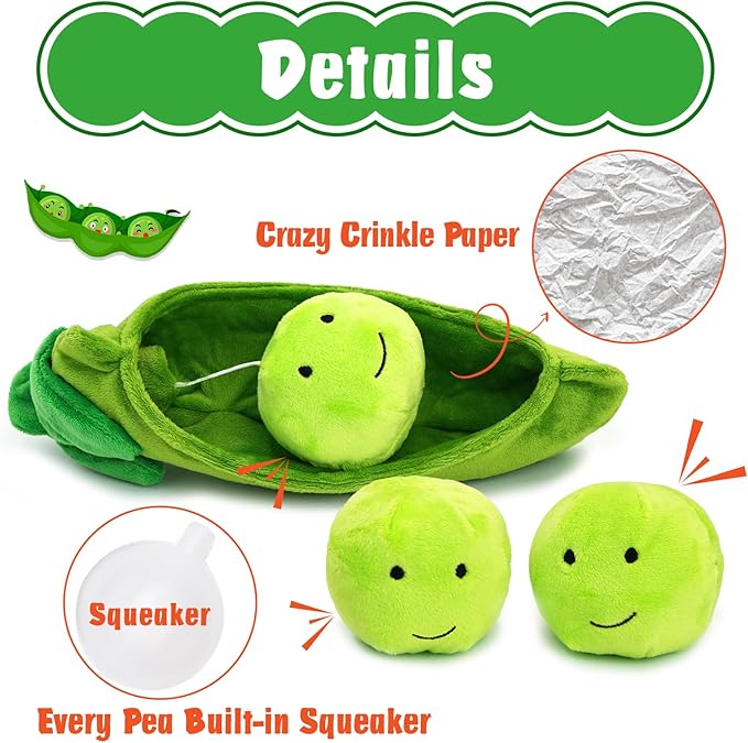 Hide and Seek Dog Toys, Squeaky Interactive Puzzle Dog Toys for Boredom and Stimulation, Dog Enrichment Toys for Small and Medium Dogs (Pea Balls, Pack of 3)