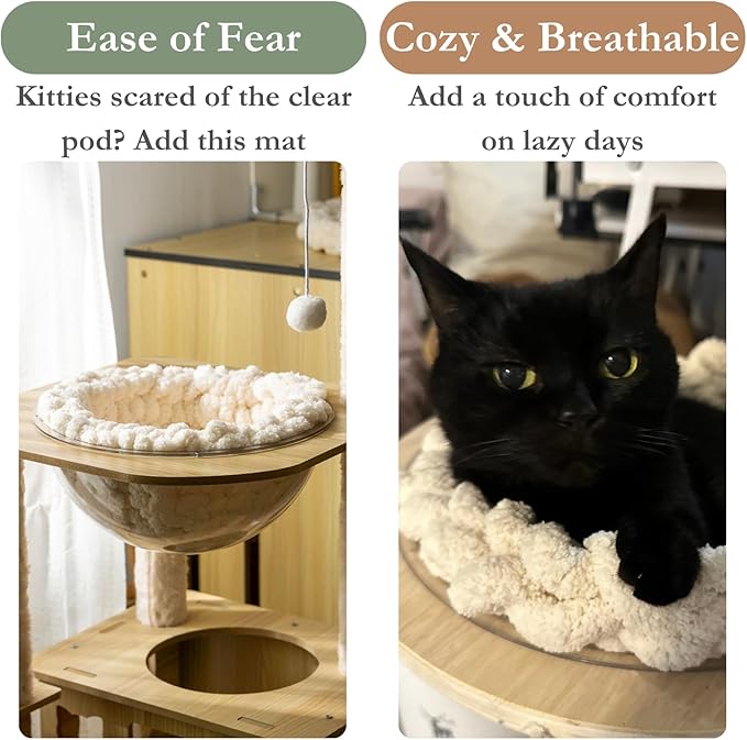 Cat Knitted Bed Mat, Extra-Soft Washable Warm Round Pads Cushions for Indoor Kittens, Cat Trees Towers, Perfect for Kneading and Sleeping (Pink,X-Large)