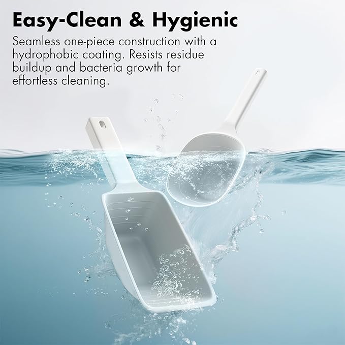 Food Scoop 2 PACK,2 Cup Capacity Dog Food Scoop With Measuring Lines For Dog, Puppy and Cat Coffee Bean Scoop, Flour Scoop (Small & Large White)