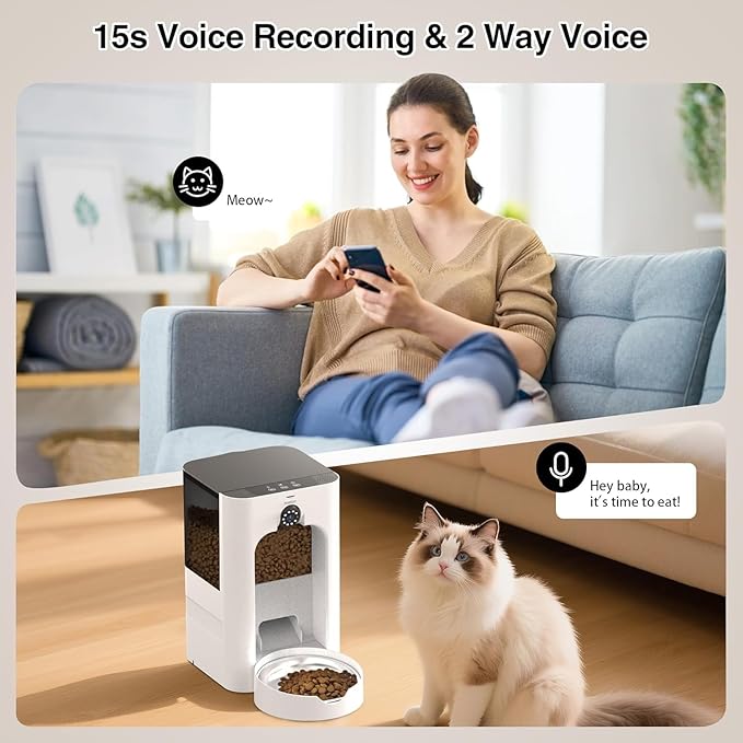 Smart Automatic Cat Feeder with 1080P Camera & Laser Toy, 5G WiFi 5L Pet Feeder for Cats & Dogs, Night Vision, Motion Detection, 2-Way Audio, APP Control, Timed Dry Food Dispenser