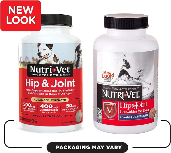 Nutri-Vet Hip & Joint Chewable Dog Supplements - Formulated with Glucosamine & Chondroitin for Dogs - 90 Count (Pack of 2)