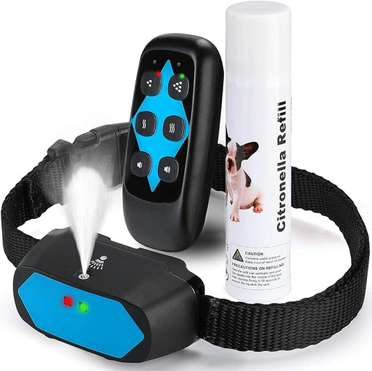 Citronella Dog Training Collar with Remote【Can't Work Automatically】, 3 Modes Spray/Vibration/Beep, Humane Safe Citronella Bark Collar,500ft Waterproof Rechargeable No Shock Spray Dog Trainer