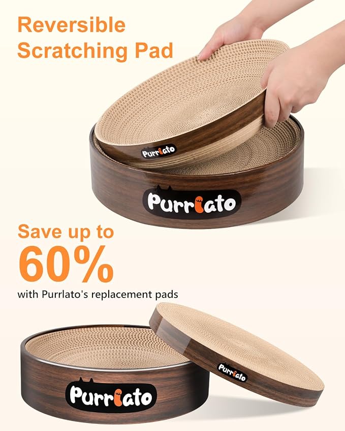 Cat Scratcher, Cardboard Cat Scratchers for Indoor Cats, Large Cat Scratching Board, Round Bowl Cat Scratch Pad Bed (Gothic)