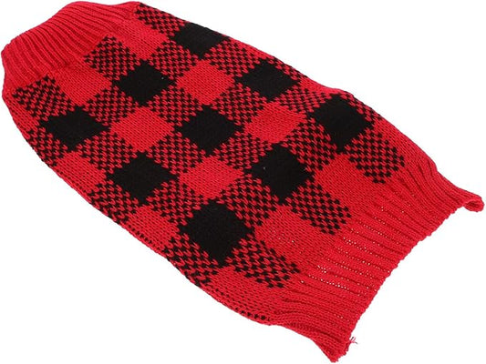 Plaid Turtleneck Puppy Sweater Warm Autumn Winter Dog Clothing for Small to Medium Pets Comfortable Knitwear for Cats and Dogs Stylish Photo Shoot Outfit