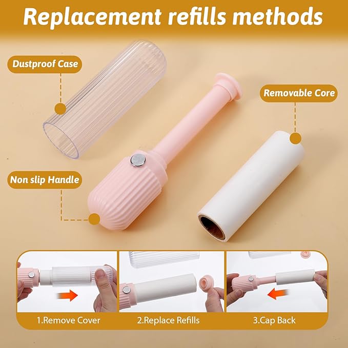 1 Pack Compact Lint Roller with 150 Sticky Sheets Pocket Lint Remover for Travel Portable Pet Hair Remover for Clothes Refillable Mini Lints Rollers Hair Pickup Rollers(1 Handle+5 Roller Refills)
