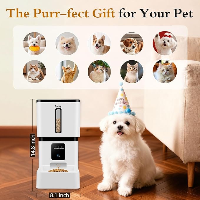 Automatic Dog Feeder with Camera WiFi: 33 Cups 5G App Control Easy Setup Cat Food Dispenser - HD 1080P Video Recording Timed Pet Feeder for Cat Dog Small-Pet