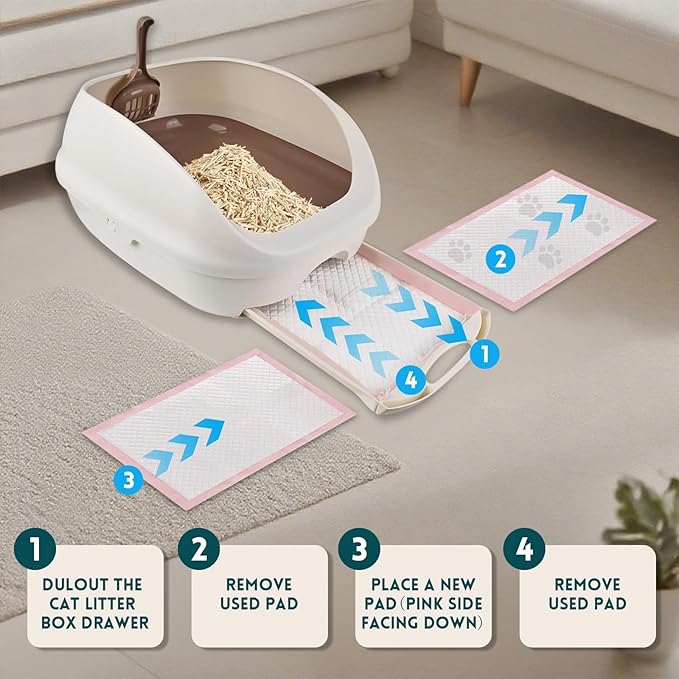 100 Count Cat Litter Pads for Tidy Cats Breeze Litter System 16.9 x 11.4 Inch Lavender Scented Cat Pad Refills Super Absorbent Quick-Dry Pee Pads for Cats