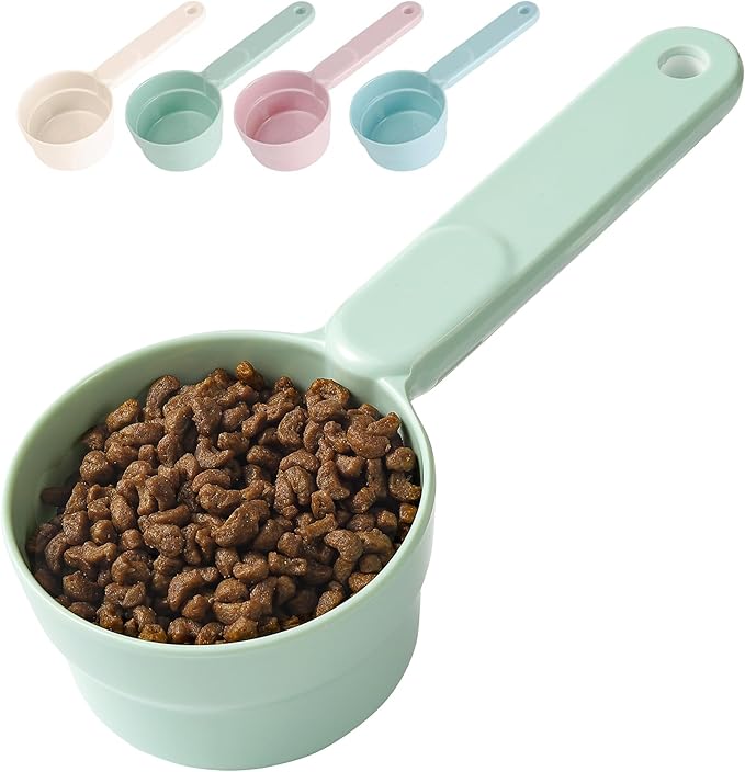 Dog Food Scoop 1 Cup 1/2 Cup - Melamine Dog Food Measuring Cup, Pet Food Scoop for Dog Cat...Comfortable Long Handle for Easy to Scoop Food