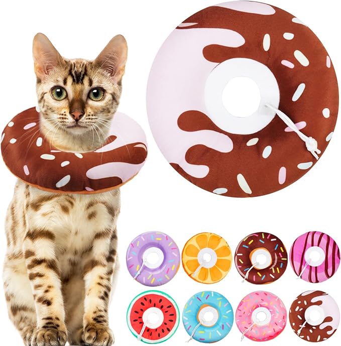 Cat Cone Collar Soft, Cat Recovery Collar for Wound Healing Cute Cat Adjustable Cat Cones to Stop Licking Comfortable Lightweight Neck Elizabethan Collars for Cats Purple