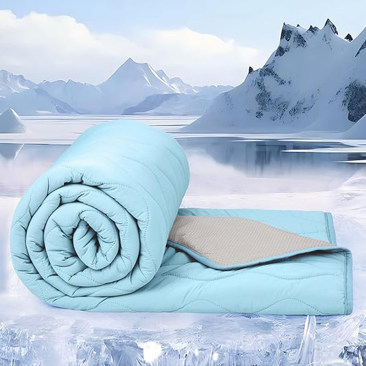 Cooling Blanket for Dogs - Q-MAX>0.4 Waterproof Pet Throw Blanket Bed Cover, Non-Slip Dog Blankets for Couch Protector, Washable Furniture Cover for Summer, Blue,60x80