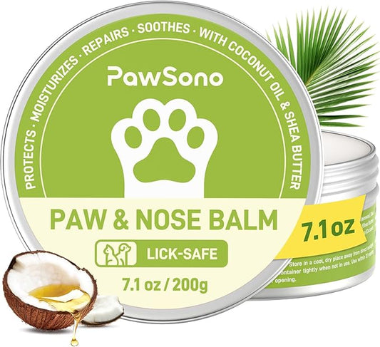 (7.1 oz / 200 g) Lick-Safe Dog Paw & Nose Balm with Coconut Oil | All-Natural Paw Cream & Wax for Dry, Cracked Pads & Snouts| Paw Moisturizer & Soother, Nose Butter for Bulldogs| Horse Hoof Care